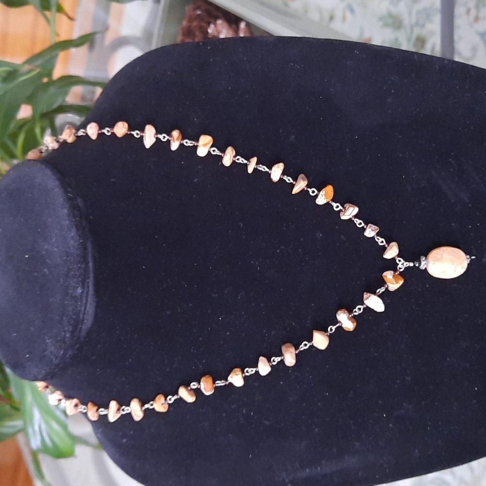Genuine polished stone necklace